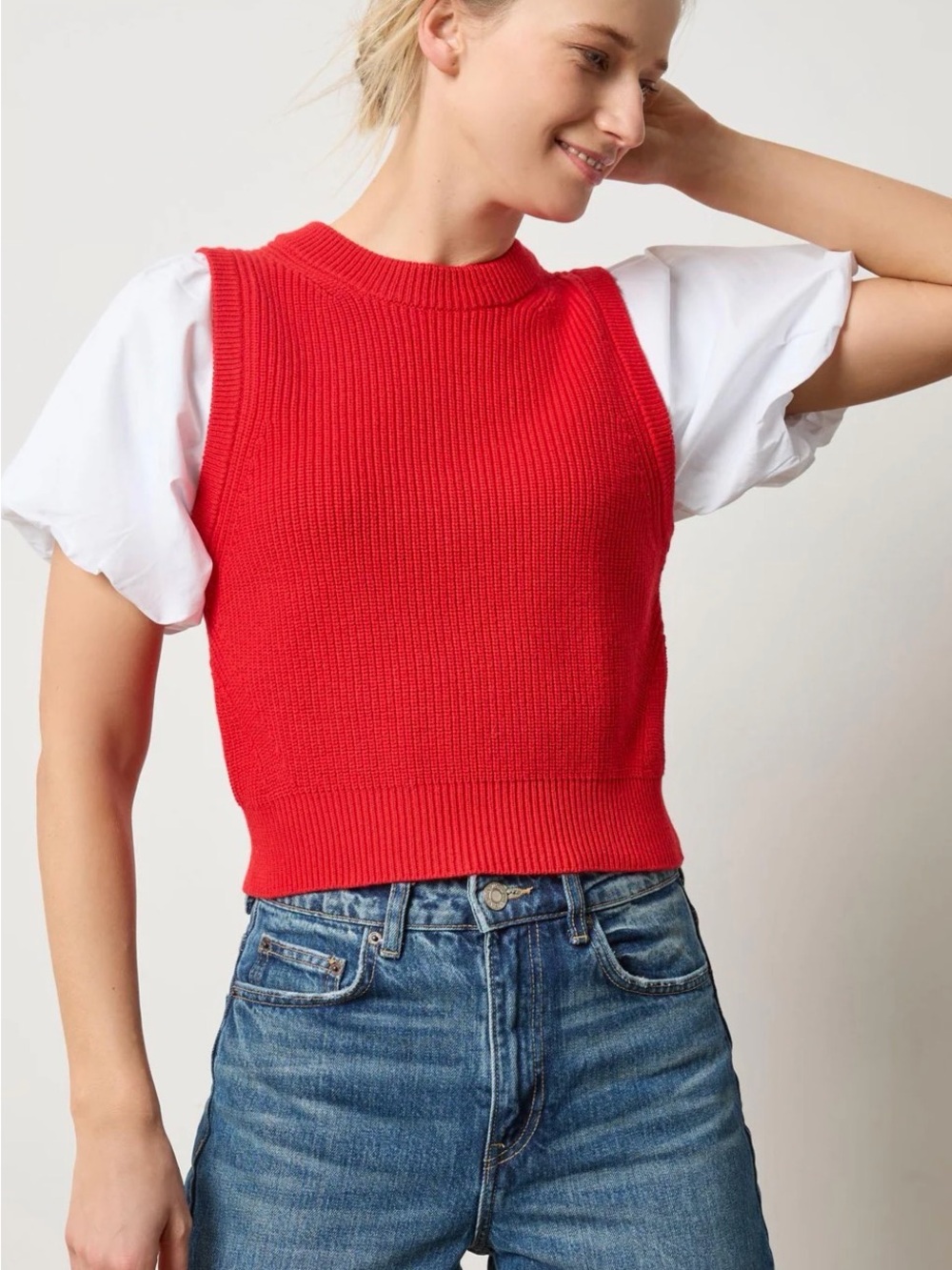 Lilla P Red Knit Sleeveless Vest